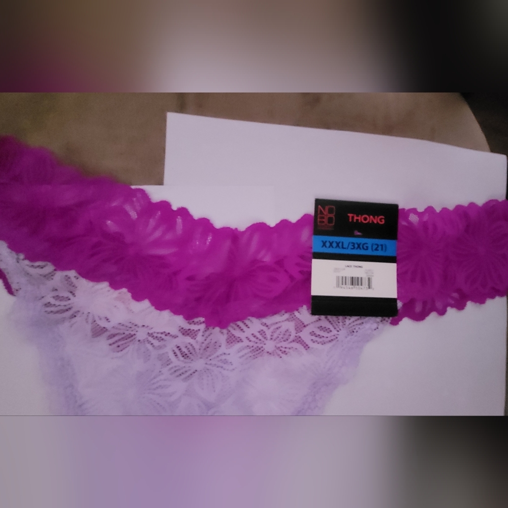 No Boundaries Magenta and Lavender Lace Thong